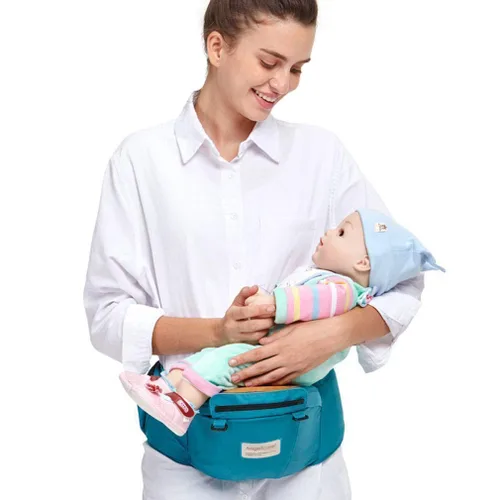 Vista 6 de ANGELBB Portabebés de cadera para bebé con bolsillos, ligero, para bebé, cintura para niños pequeños, cinturón de seguridad (verde)