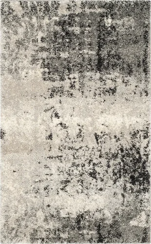 Vista 8 de SAFAVIEH Retro Collection - Alfombra de pasillo de 2 pies 3 pulgadas x 7 pies, gris claro y gris, diseño abstracto moderno, no desprende pelusa