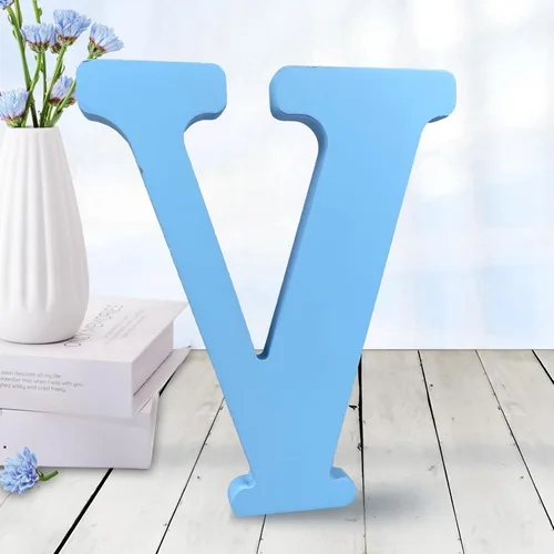 Vista 24 de AOCEAN - Letras de madera azul de 6 pulgadas, letras de madera sin terminar para decoración de pared, letras decorativas en pie, cortes de letras