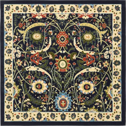 Vista 49 de Unique Loom Espahan Collection - Alfombra de área Cape Cod (2 pies 2 pulgadas x 3 pies 1 pulgada, rectangular, azul/negro)
