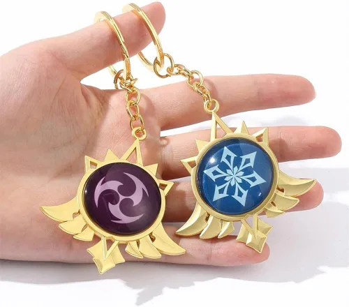 Vista 4 de Genshin Impact Vision Llavero luminoso Anemo Geo Pyro Hydro Cryo Electro Dendro Elements Llaveros para cosplay