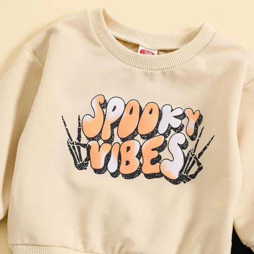 Vista 5 de EMRELOD Conjunto de ropa de otoño e invierno para bebé niño, sudadera de manga larga con letras y pantalones deportivos