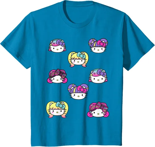 Vista 54 de hello kitty Kawaii Multi peinado Tee, Azul (Heather blue)