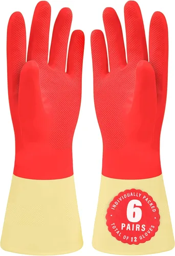 Vista 5 de SteadMax Guantes rojos de la limpieza, durabilidad suprema, guantes de látex de goma natural