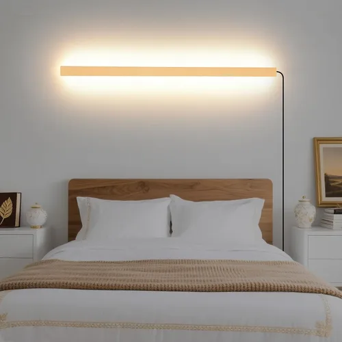 Vista 21 de KELUOLY Apliques de pared modernos enchufables, 23.6 pulgadas, luces LED de pared largas negras esmeriladas, lámpara de pared acrílica de 12 W Negro