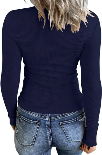 Vista 2 de Kancystore - Blusas de manga larga para mujer, con cuello en V y botones