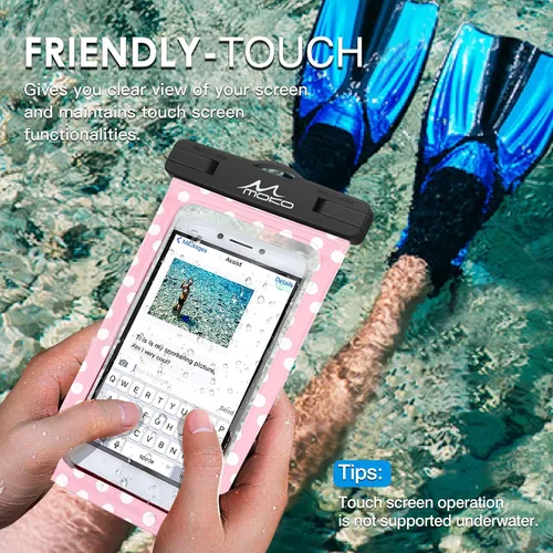 Vista 4 de MoKo Funda impermeable para teléfono, bolsa seca para teléfono celular con correa compatible con iPhone 16, 15, 14, 13, 12, 11 Pro Max, Samsung