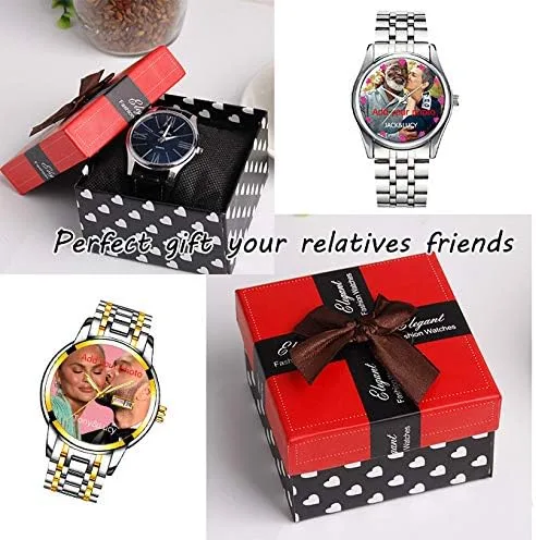 Vista 4 de GIRLSIGHT Reloj personalizado con foto para hombres, regalo personalizado para padres, familia, mujeres, hombres, parejas, regalo para marido o papá
