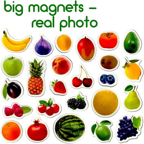 Vista 3 de FOTO FRUTAS Y BAYAS - imanes para la cocina - imanes grandes reales para nevera para niños pequeños - juguetes magnéticos educativos para bebés de 3
