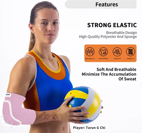 Vista 2 de Coderas de voleibol para jóvenes 2XS-XL - Protector de codo para niños y adolescentes con acolchado transpirable de esponja gruesa