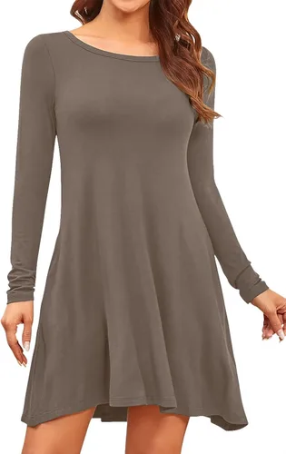 Vista 3 de HiMONE Womens 2023 Long Sleeve Pocket Casual Loose T-Shirt Dress