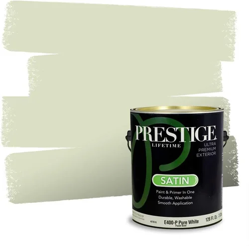 Vista 82 de Prestige Paints - Pintura exterior e imprimación en uno, 1 galón, plano, compatibilidad comparable con el color menta «Whipped Mint» de Behr