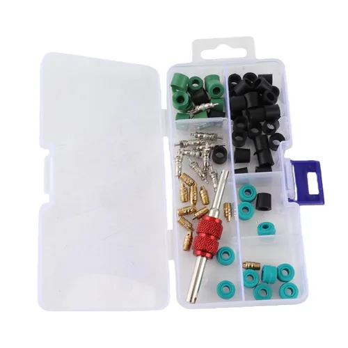 Vista 4 de ASHATA Kit de reparación de aire acondicionado de CA 71 piezas, kit de válvula Schrader de CA con herramienta de extracción e instalación, 10