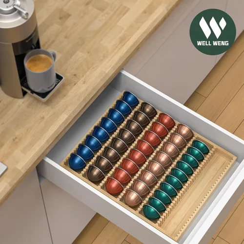 Vista 3 de Organizador de cajones de bambú para cápsulas de café Nespresso