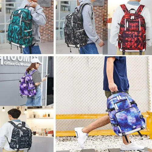 Vista 4 de Ansigeren Dazzling Gold 30 Basketball Player SC - Mochilas creativas para fanáticos deportivos, mochila de viaje para estudiantes para hombres