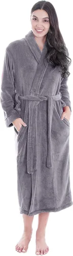Vista 2 de Simplicity Bata de baño de lujo tipo kimono de felpa con bolsillos laterales para hombre y mujer