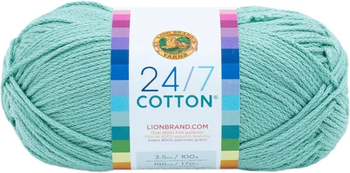 Vista 52 de Lion Brand Yarn - Hilo ligero 24/7 de algodón para tejer, hacer ganchillo y manualidades, Ámbar, paquete de 1 Light Worsted 100% Mercerized Cotton