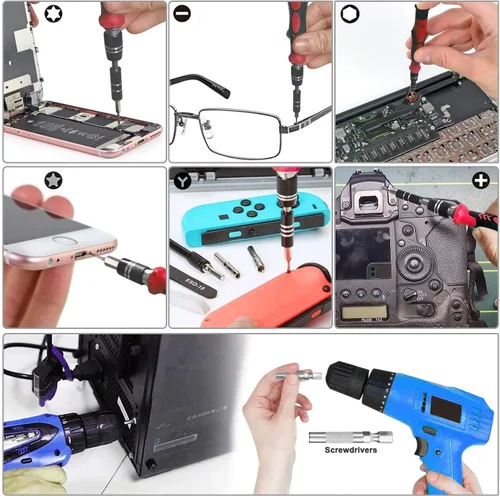 Vista 8 de oGoDeal 155 en 1 juego de destornilladores de precisión, kit profesional de herramientas de reparación electrónica para computadora, gafas, iPhone