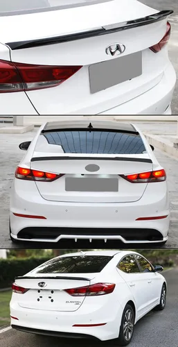 Vista 3 de KDM - Alerón de tapa de maletero estilo H negro mate compatible con Hyundai Elantra Sedan 2017-2018