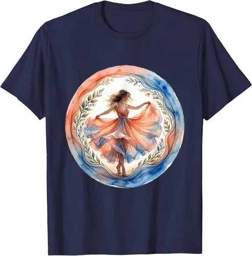Vista 4 de Flowy Sundress Dancing in Ocean Breeze Design T-Shirt Purple