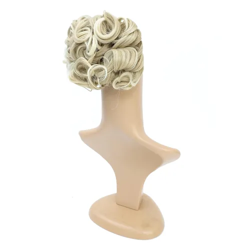 Vista 4 de SWACC Extensión de Moño de Cabello Rizado Corto y Desordenado, Peines de Cabello Fáciles de Estirar, Extensión de Cola de Caballo con Clip, Coletero
