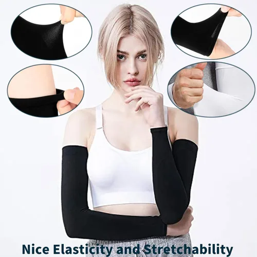 Vista 3 de CMCOOPLX 2 pares de mangas de brazo para hombres, mujeres y jóvenes, protección solar UV, cubierta de tatuaje, refrescante, compresión