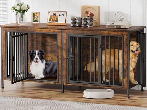 Vista 11 de EasyCom Mueble de jaula para perros para 1 o 2 perros, jaulas resistentes para perros individuales/dobles para perros pequeños, medianos y grandes