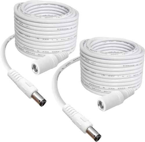 Vista 6 de SIOCEN Paquete de 2 cables de extensión CC de 3 pies de 0.217 in x 0.083 in macho a hembra, cable de alimentación para CCTV, vigilancia de Negro