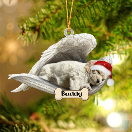 Vista 55 de Afghan Hounds - Adorno de Navidad con alas de ángel durmiente, recuerdo personalizado para perros 2024, adorno de forma acrílica, regalos