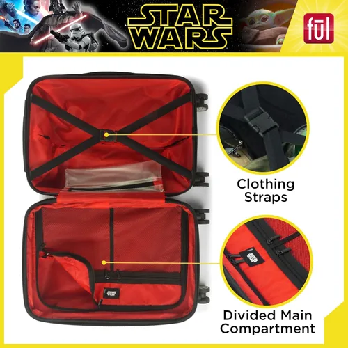 Vista 4 de FUL Star Wars Darth Vader - Maleta rígida con ruedas en relieve, plateado, Ful Star Wars Darth Vader - Maleta rígida con ruedas en relieve