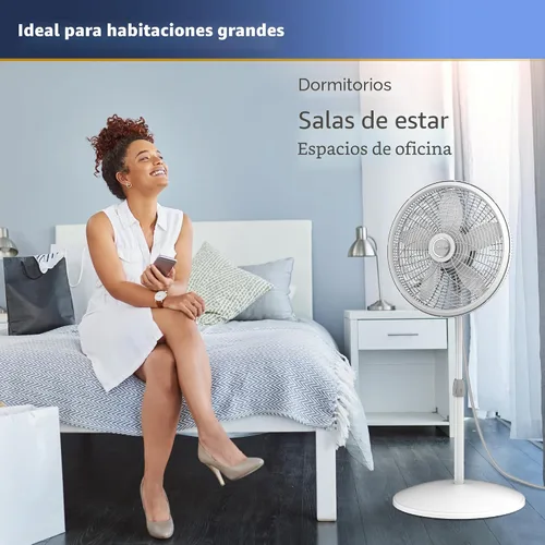 Vista 7 de Ventilador de pedestal oscilante Lasko - Ventilador Lasko con altura ajustable y 3 velocidades de enfriamiento, portátil, 18 pulgadas, color blanco