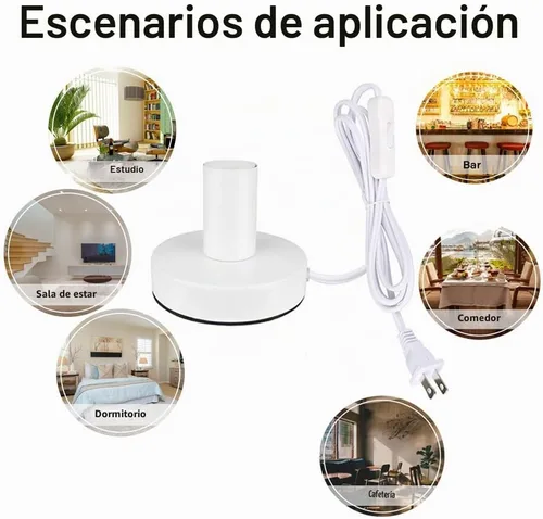 Vista 4 de DBKMPZ Base de lámpara de mesa industrial, base de lámpara E26 E27 sin sombra, mini lámpara de escritorio corta Base de bombilla expuesta, soporte