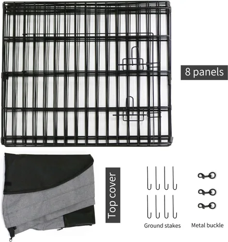 Vista 48 de PETIME - Corral plegable de metal para ejercicio de perros/Parque de juegos para cachorros con 8 paneles para interior/exterior, valla de patio