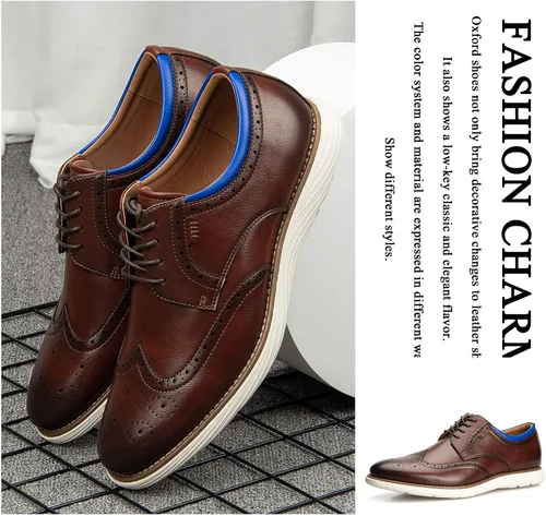 Vista 5 de Meijiana Zapatos Oxford para hombre - Zapatos de negocios casuales ligeros de moda