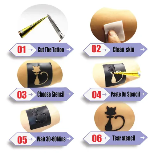 Vista 2 de Kit de tatuajes temporales, 6 conos de pasta de tatuaje semipermanentes, pintura artística de cuerpo indio para mujeres, hombres y adolescentes