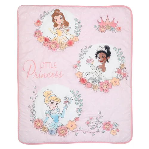 Vista 3 de Lambs & Ivy (LAMCR) Juego de ropa de cama para cuna de bebé, diseño de princesas Disney, color rosa, 3