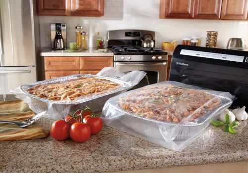 Vista 4 de FoodSaver Bolsas selladoras al vacío, 11 pulgadas x 16 pies (paquete de 2) y bolsas selladoras al vacío, rollos para almacenamiento hermético