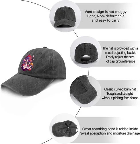 Vista 6 de devor Gorras de béisbol de hongos, gorras de béisbol gráficas para hombres
