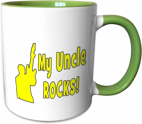 Vista 7 de 3dRose My Uncle Rocks - Taza de dos tonos con guitarra, color amarillo, 11 onzas, color negro