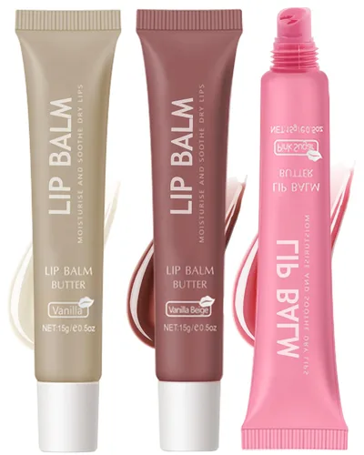 Vista 10 de Bálsamo labial mantequilla vainilla, aceite hidratante de brillo de labios transparente, hidratante para el cuidado de los labios 01#