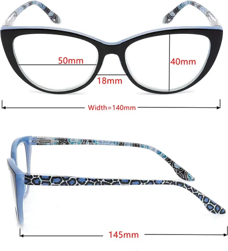 Vista 2 de Paquete de 3 lentes de lectura con bloqueo de luz azul, para mujer, diseño elegante de ojo de gato, antifatiga ocular y deslumbramiento, +1.0 de 3