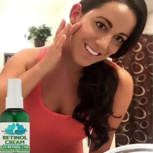 Vista 5 de Watts Belleza 2,5% Crema Retinol – Anti envejecimiento Retinol mejorada con ácido hialurónico, Vitamina E y fosfolípidos – Maravillas sobre grandes