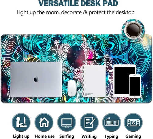 Vista 6 de AIMSA Alfombrilla de mouse grande para juegos extendida con borde cosido, alfombrilla de mouse para teclado, base de goma antideslizante, 31.5 x