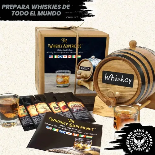 Vista 7 de The Whiskey Experience - Kit de elaboración de whisky prémium con barril de envejecimiento de roble de 1 litro y 10 esencias de sabor a licor, hace