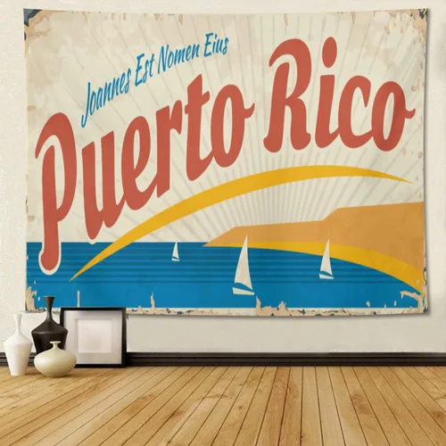 Vista 11 de Kizon Tapiz para colgar en la pared de la bandera de Puerto Rico Boricua para sala de estar, dormitorio, 60 x 40 pulgadas