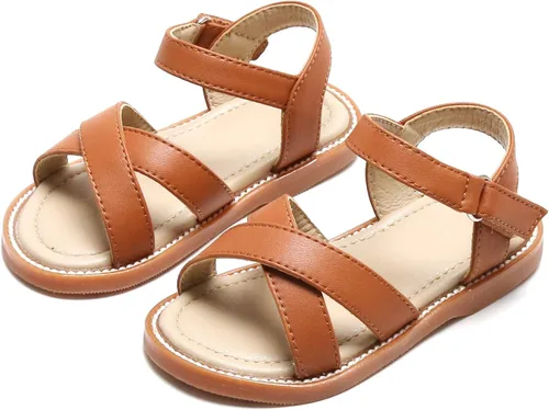 Vista 4 de Otter MOMO Girls Sandals Open Toe Princess Flat Sandals with Ruffle Summer Sandals
