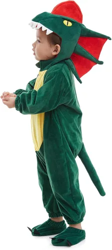 Vista 2 de HSCTEK - Disfraces de dinosaurio para bebés, recién nacidos y niñas y niños pequeños Dilofosaurio