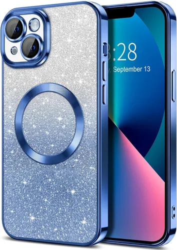 Vista 106 de Hython Funda para iPhone 12 Pro Max Transparente Magnética con Purpurina [Compatible con MagSafe] Protector Completo de Lente de Cámara Delgado