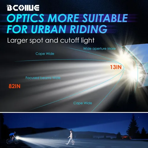 Vista 2 de Bike Headlight,Ultra-Bright Continuous Output,360° Rotation,Long Battery Life, Rechargeable & IP64 Waterproof Bicycle Lights Front and Rear