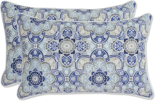 Vista 25 de Pillow Perfect Almohada decorativa floral para interiores y exteriores, relleno de felpa, resistente a la intemperie y a la decoloración, lumbar